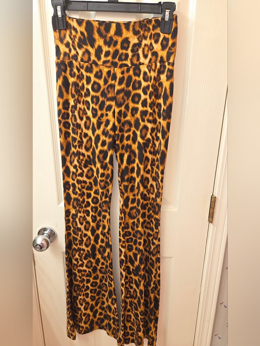 Leopard Print Stretch Wide Leg Pants